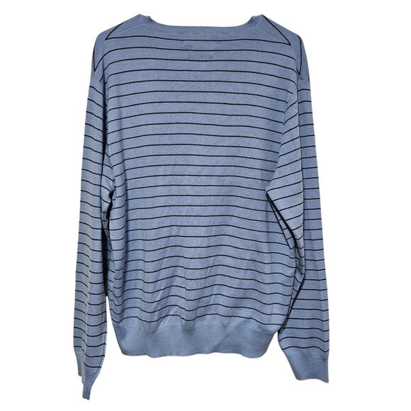 Polo by Ralph Lauren 100% Pima Cotton Sweater Men's L V-Neck Blue Soft Preppy - Picture 2 of 6